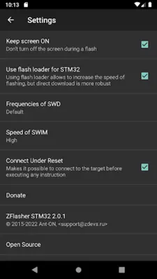 ZFlasher STM32 android App screenshot 2